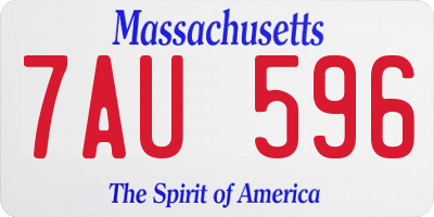 MA license plate 7AU596