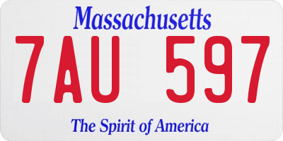 MA license plate 7AU597