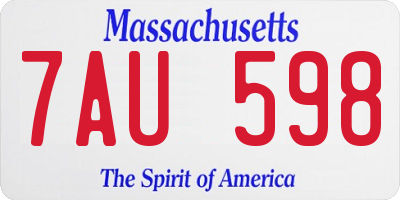 MA license plate 7AU598