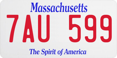 MA license plate 7AU599