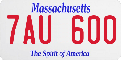 MA license plate 7AU600