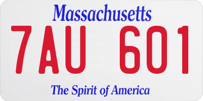 MA license plate 7AU601