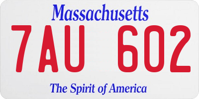MA license plate 7AU602