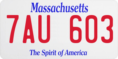 MA license plate 7AU603