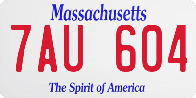 MA license plate 7AU604