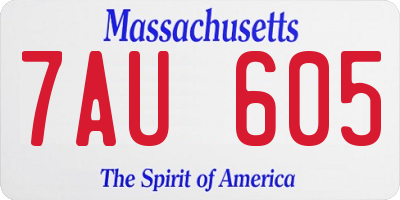 MA license plate 7AU605