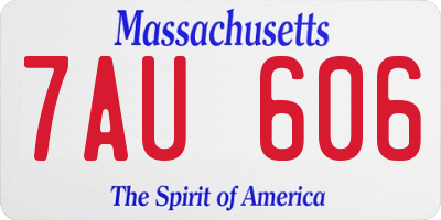 MA license plate 7AU606