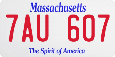 MA license plate 7AU607