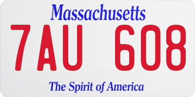 MA license plate 7AU608