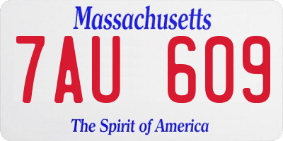 MA license plate 7AU609