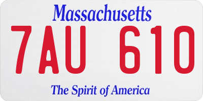 MA license plate 7AU610