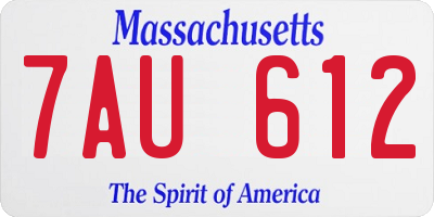 MA license plate 7AU612