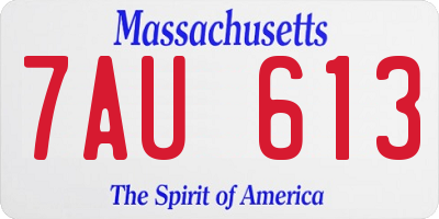 MA license plate 7AU613