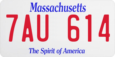 MA license plate 7AU614