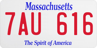 MA license plate 7AU616