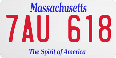 MA license plate 7AU618