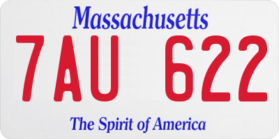 MA license plate 7AU622