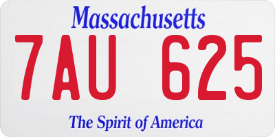 MA license plate 7AU625