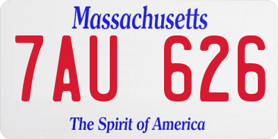 MA license plate 7AU626
