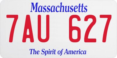 MA license plate 7AU627