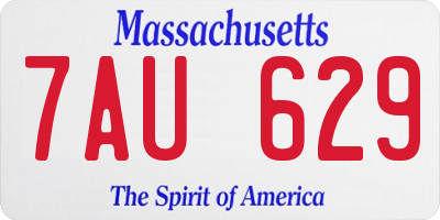 MA license plate 7AU629