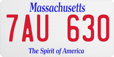 MA license plate 7AU630