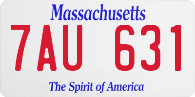 MA license plate 7AU631