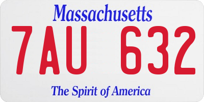 MA license plate 7AU632