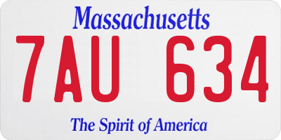 MA license plate 7AU634