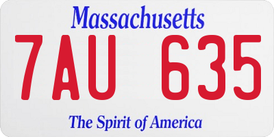 MA license plate 7AU635