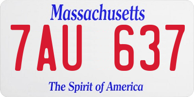 MA license plate 7AU637