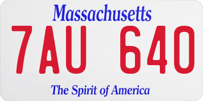 MA license plate 7AU640