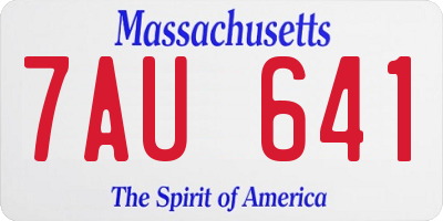 MA license plate 7AU641
