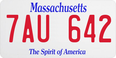 MA license plate 7AU642