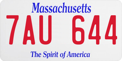 MA license plate 7AU644