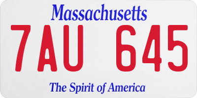 MA license plate 7AU645