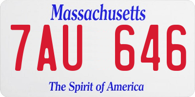 MA license plate 7AU646