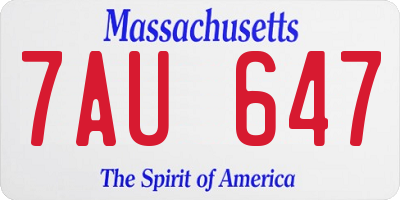 MA license plate 7AU647