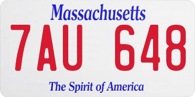 MA license plate 7AU648