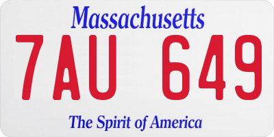 MA license plate 7AU649