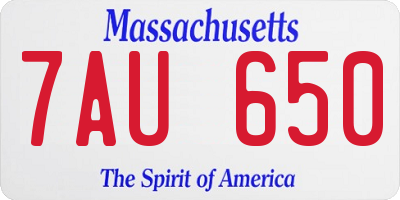 MA license plate 7AU650