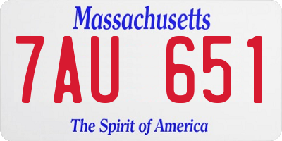 MA license plate 7AU651