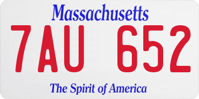 MA license plate 7AU652