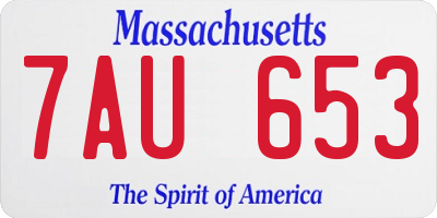 MA license plate 7AU653