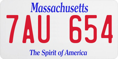 MA license plate 7AU654