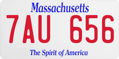 MA license plate 7AU656
