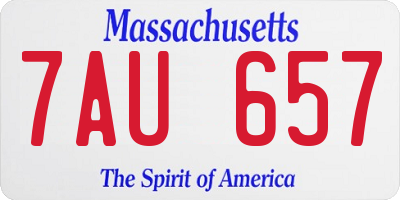 MA license plate 7AU657