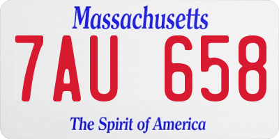 MA license plate 7AU658