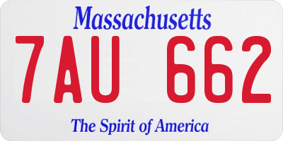 MA license plate 7AU662