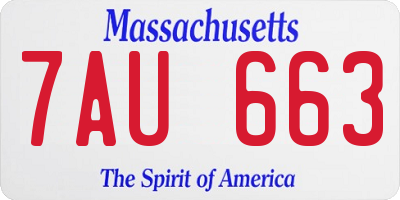 MA license plate 7AU663